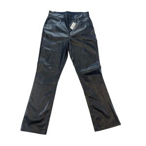 GAP Denim High Rise Vintage Slim Faux Leather Pants Black Women's Size 8